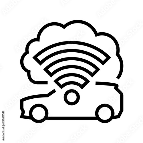 cloud connected car autonomous vehicle line icon vector. cloud connected car autonomous vehicle sign. isolated contour symbol black illustration