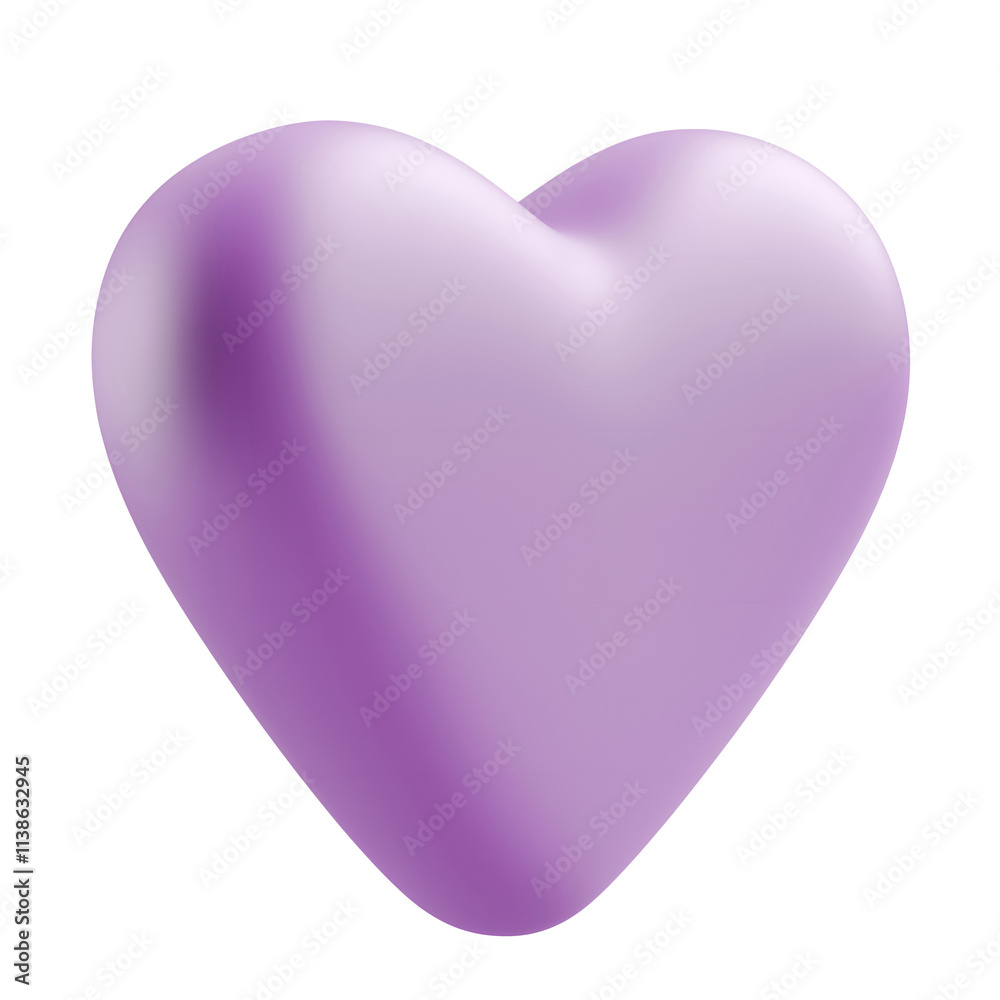 Lilac heart 3d render on transparent background. Lilac heart 3d render on transparent background.