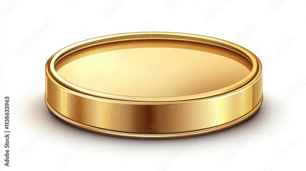 Gold Round Container, Golden Lid, Empty Luxury Product Packaging Gold Round Container, Golden Lid, Empty Luxury Product Packaging