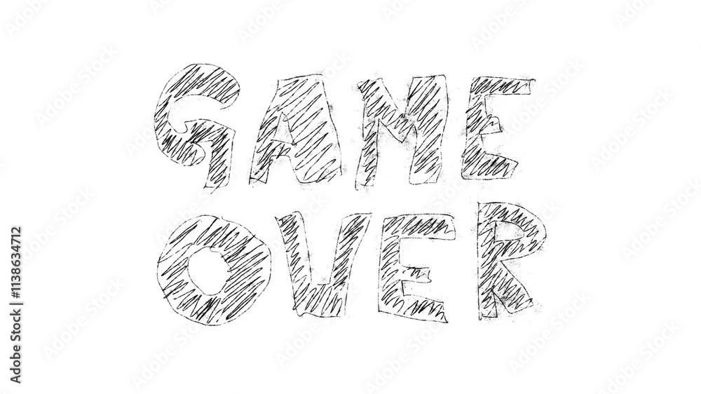 game over doodle text on white background video