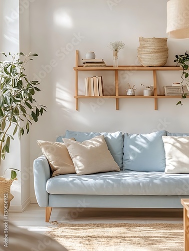 Beautiful Modern Living room Interior with furniture's ,mockup frame , posters, wall -3d Rendering