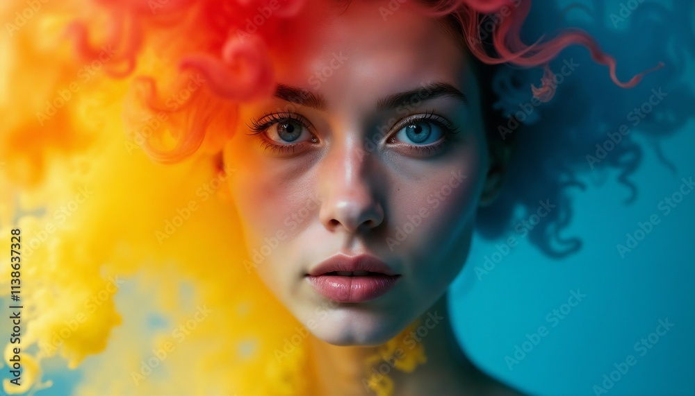 Expressive portrait of a woman with vivid lighting gradients and captivating curly pink hair, evoking a sense of modern creativity and artistry with bold colors and dramatic contrasts.
Expressive portrait of a woman with vivid lighting gradients and captivating curly pink hair, evoking a sense of modern creativity and artistry with bold colors and dramatic contrasts.