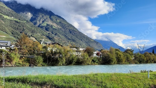 Naturno, Italy, 10.06.2024, beautiful view of the alpine commune photo