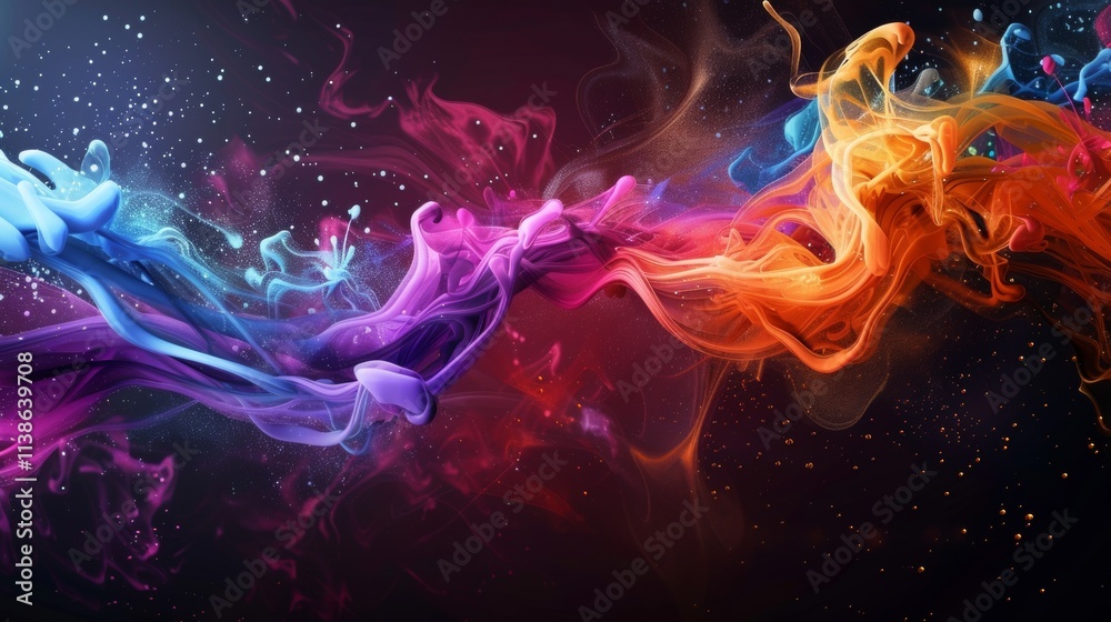 Fototapeta premium Dynamic fire and smoke swirl in an abstract composition