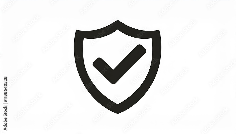 Black Shield Icon with Checkmark Symbolizing Security, Protection, Verification, Trust, and Safety. Concept of Cybersecurity, Data Protection, Compliance, Approval, and Online Trust Solutions Black Shield Icon with Checkmark Symbolizing Security, Protection, Verification, Trust, and Safety. Concept of Cybersecurity, Data Protection, Compliance, Approval, and Online Trust Solutions