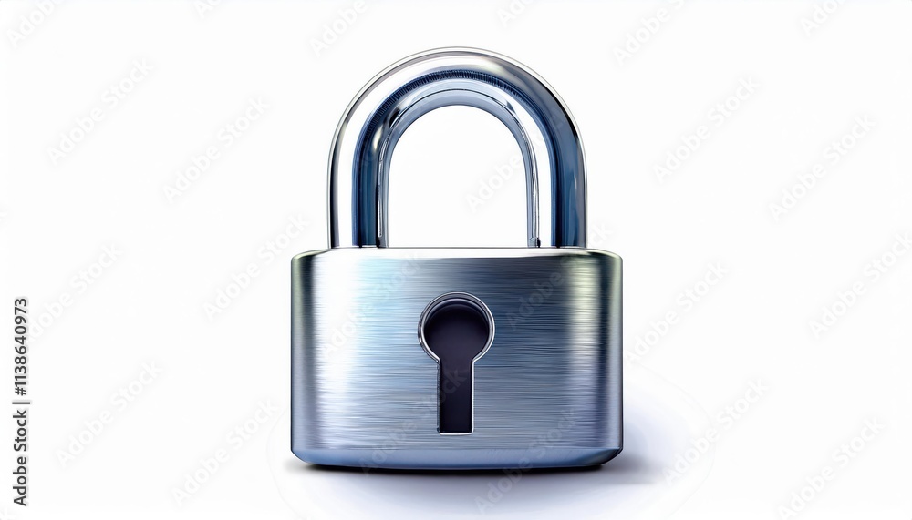 Close-Up of a Modern Metallic Padlock with Keyhole. Concept of Security, Protection, Safety, Privacy, and Access Control Solutions for Homes, Offices, and Industrial Applications Close-Up of a Modern Metallic Padlock with Keyhole. Concept of Security, Protection, Safety, Privacy, and Access Control Solutions for Homes, Offices, and Industrial Applications