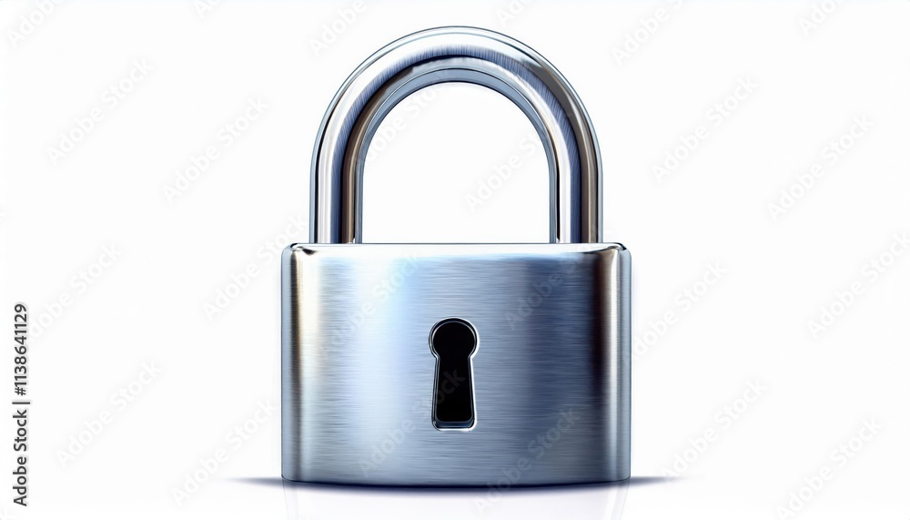 Close-Up of a Modern Metallic Padlock with Keyhole. Concept of Security, Protection, Safety, Privacy, and Access Control Solutions for Homes, Offices, and Industrial Applications Close-Up of a Modern Metallic Padlock with Keyhole. Concept of Security, Protection, Safety, Privacy, and Access Control Solutions for Homes, Offices, and Industrial Applications