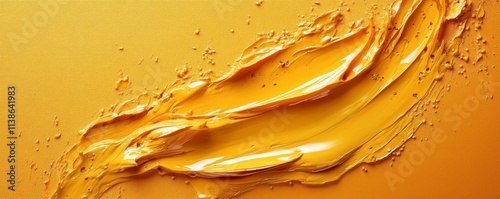Golden Paint Spread Across a Vibrant Orange Canvas, Generative AI