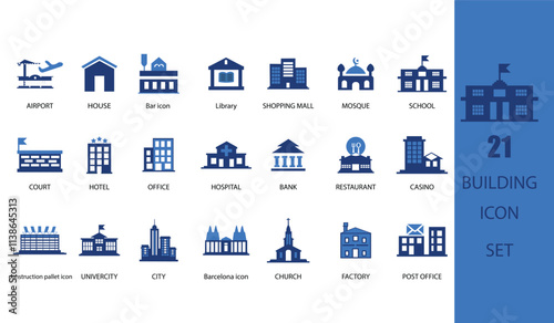 building icon set of 21