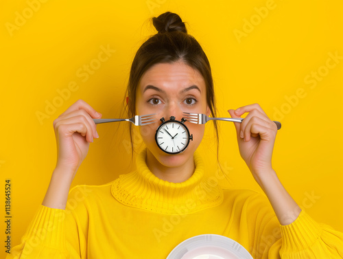 A woman waits at the table for food, embodying the themes of the keto diet and intermittent fasting