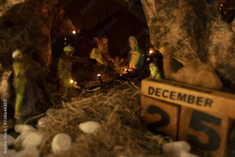 Fototapeta premium homemade nativity scene