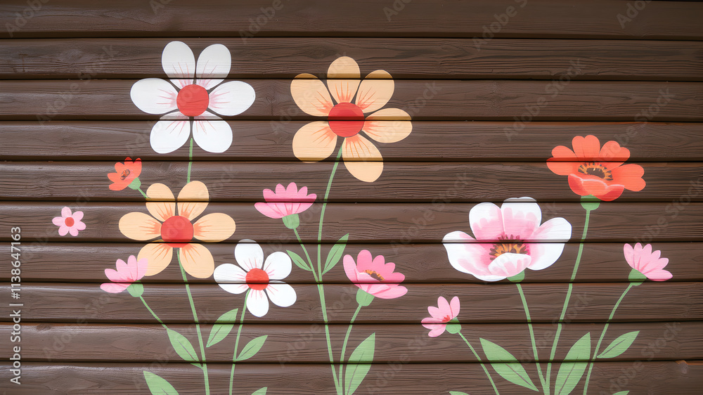 custom made wallpaper toronto digitalwooden background on which flowers are painted with a brush