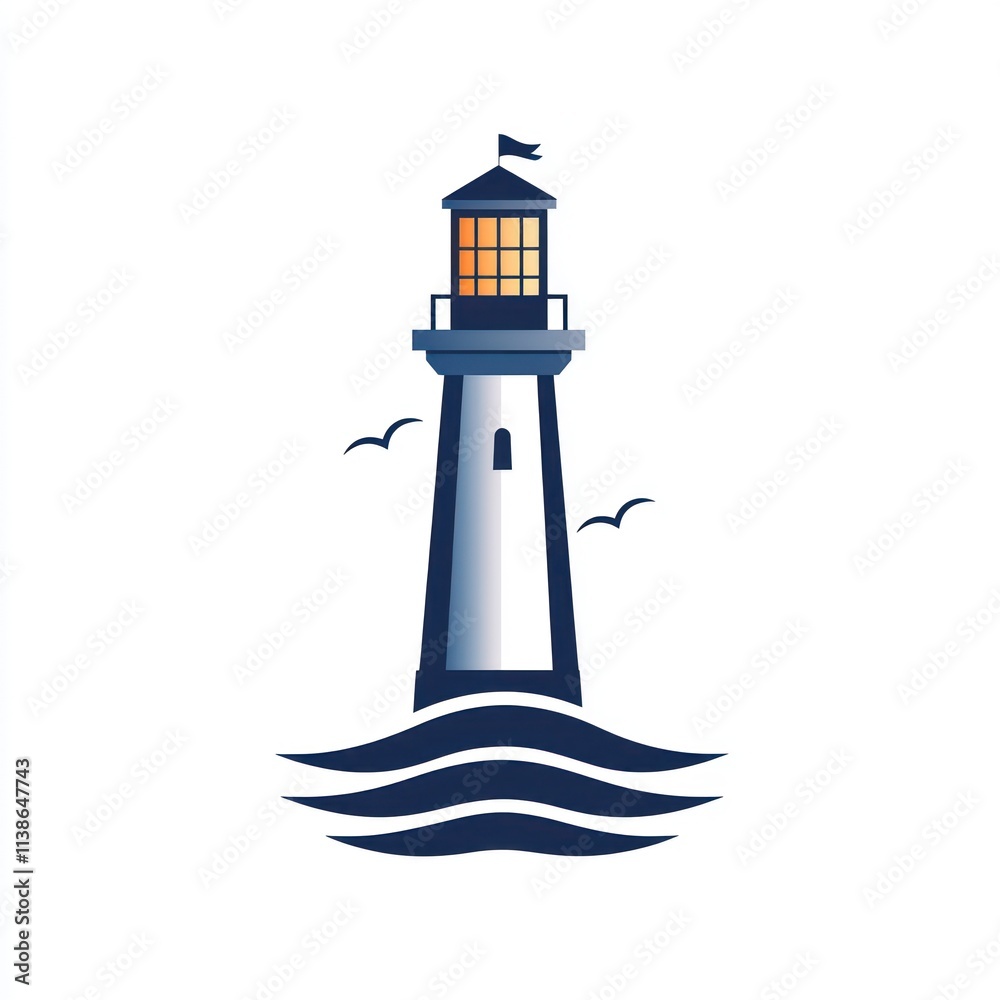 Lighthouse logo design featuring a simple tower icon, representing maritime symbolism Lighthouse logo design featuring a simple tower icon, representing maritime symbolism