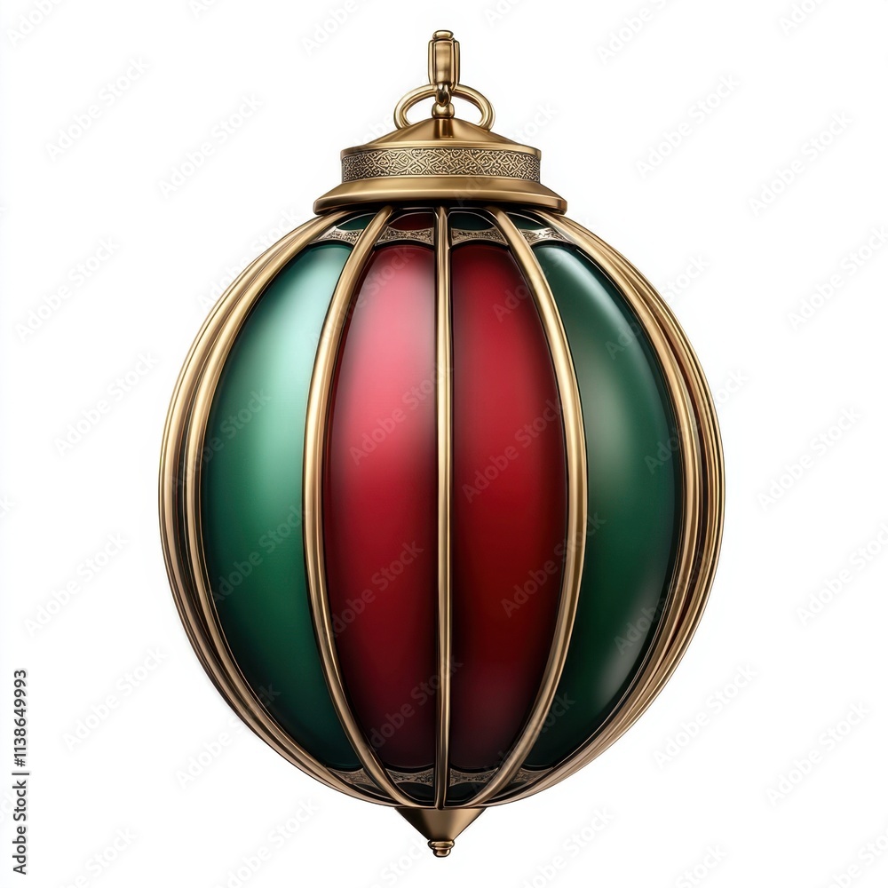 Elegant red and green Christmas ornament with gold metallic cage design, isolated on white. Perfect for holiday decorations, festive themes, and seasonal celebrations, AI Elegant red and green Christmas ornament with gold metallic cage design, isolated on white. Perfect for holiday decorations, festive themes, and seasonal celebrations, AI