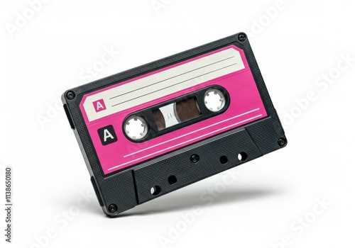 Vintage pink cassette tape with blank label for music recording