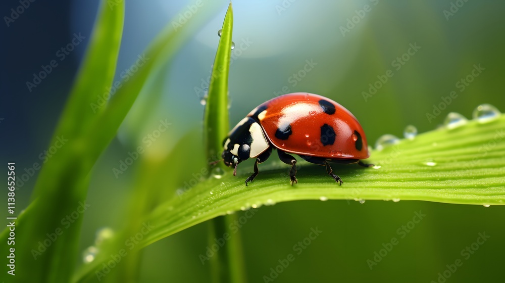 Naklejka premium Ladybug On A Blade Of Grass