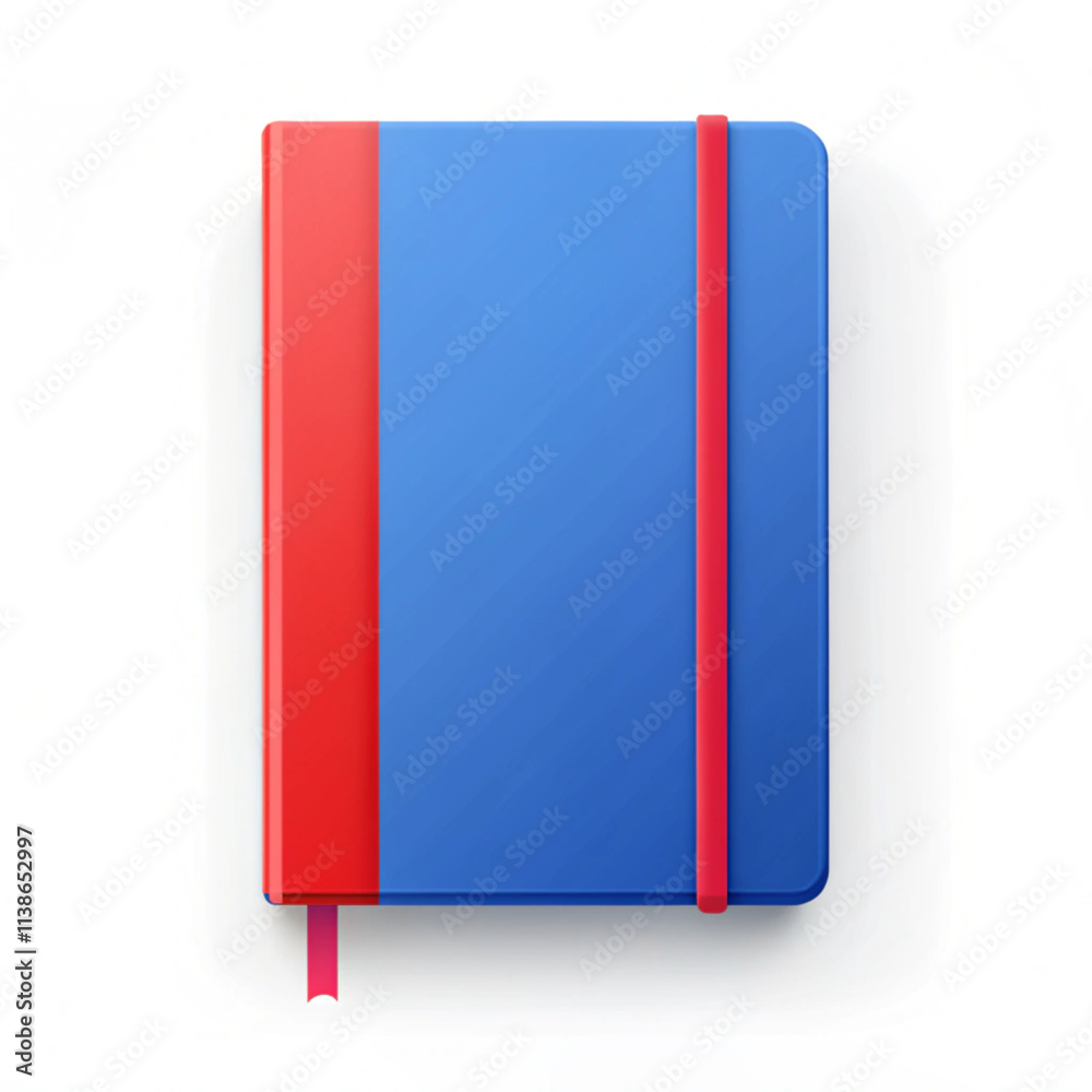 Blank Copybook Template Set with Elastic Band and Bookmark. Red and Blue . vector illustration and white background. Blank Copybook Template Set with Elastic Band and Bookmark. Red and Blue . vector illustration and white background.