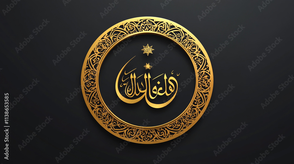 Elegant Golden Islamic Calligraphy Art Ornate Frame Religious Design Ramadan Festive Elegant Golden Islamic Calligraphy Art Ornate Frame Religious Design Ramadan Festive