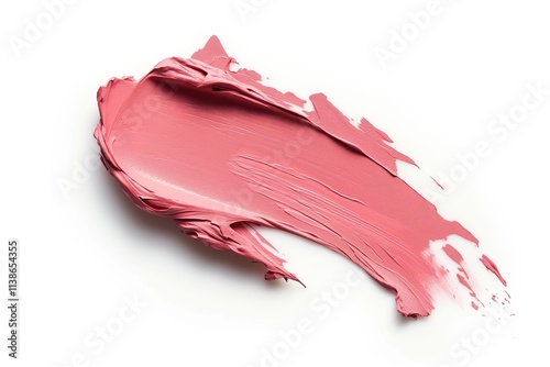 Lipstick smear paint of cosmetic product isolated on a white background, pink sample