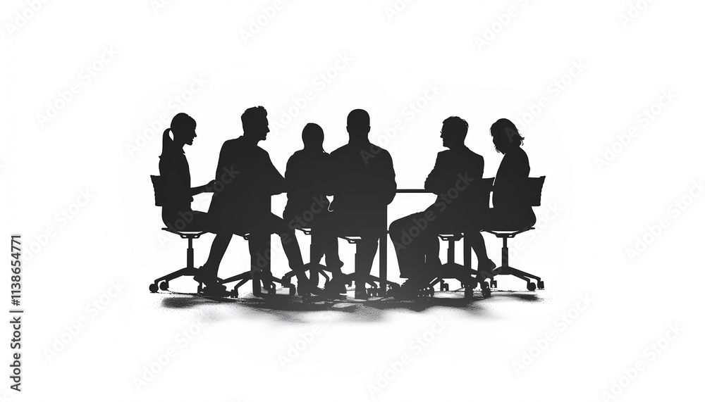 custom made wallpaper toronto digitalSilhouttes of business people as team sitting round table