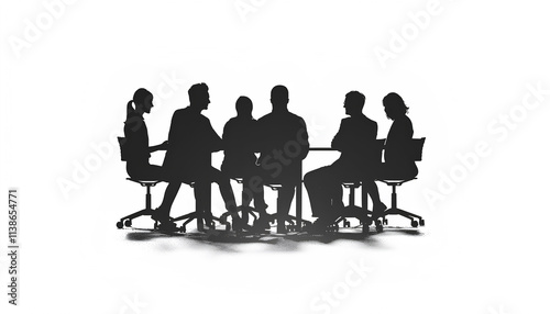 Wallpaper Mural Silhouttes of business people as team sitting round table Torontodigital.ca