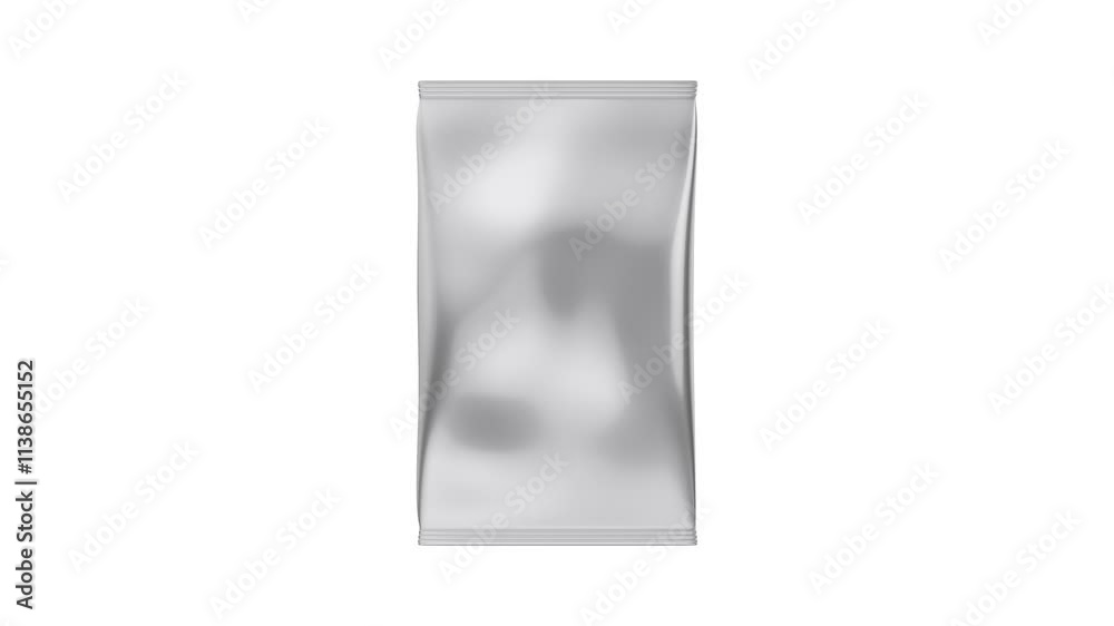 Blank silver snack packaging bag on white background
Blank silver snack packaging bag on white background