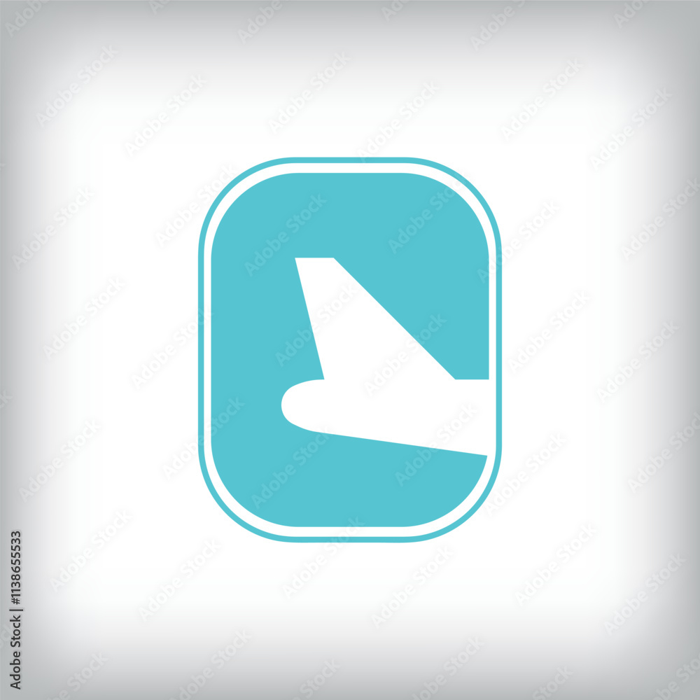 Creative airplane window and airplane tail logo design. It has a flat shape. vector flat style. suitable for company