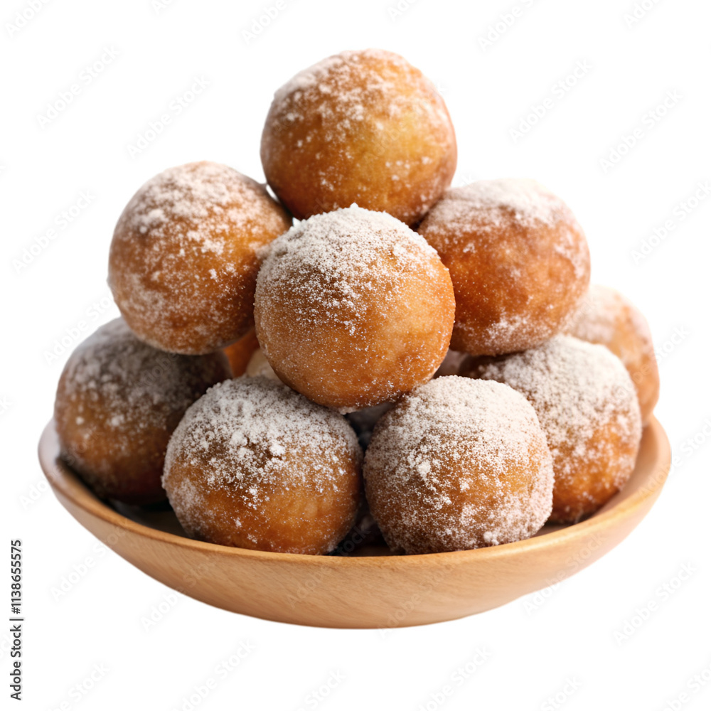 fried cake donut holes with sugar on transparent background fried cake donut holes with sugar on transparent background