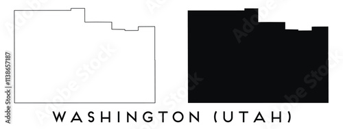 Washington County, Utah map outline and black silhouette vector