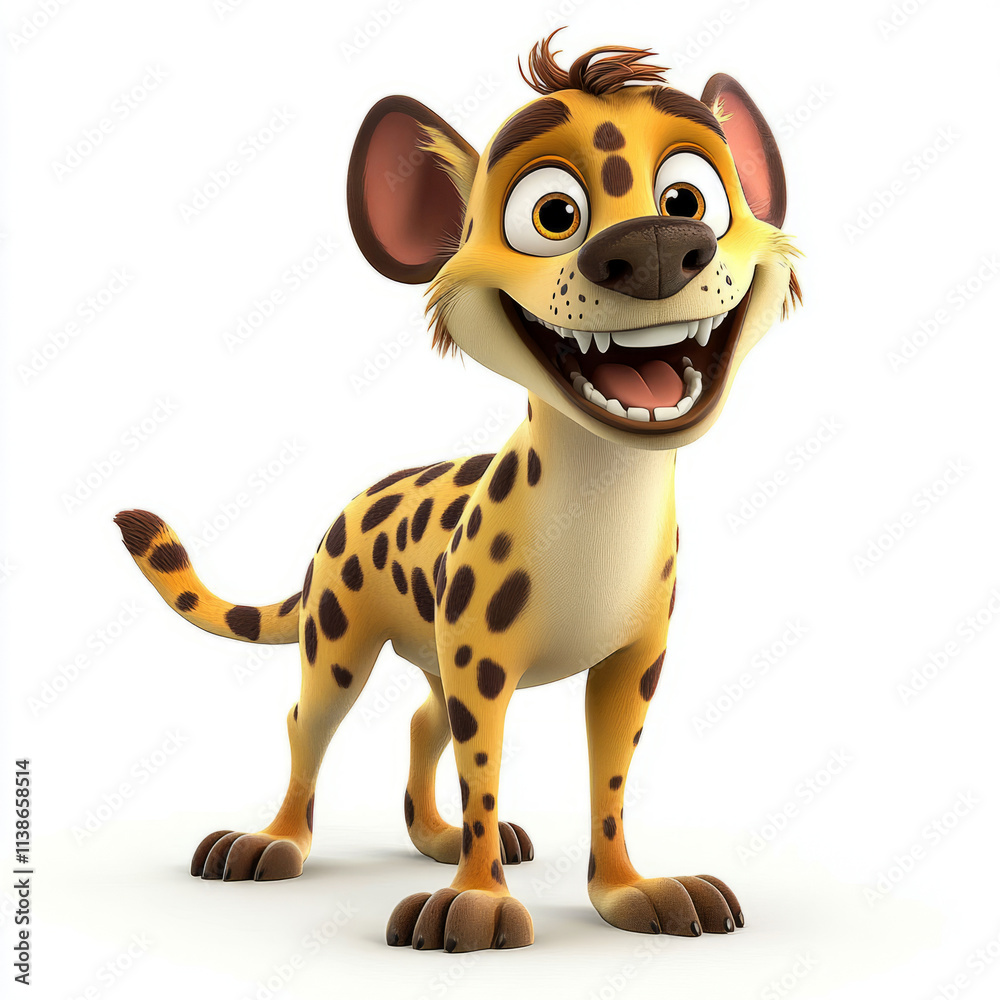 happy smiling hyena character, white background happy smiling hyena character, white background