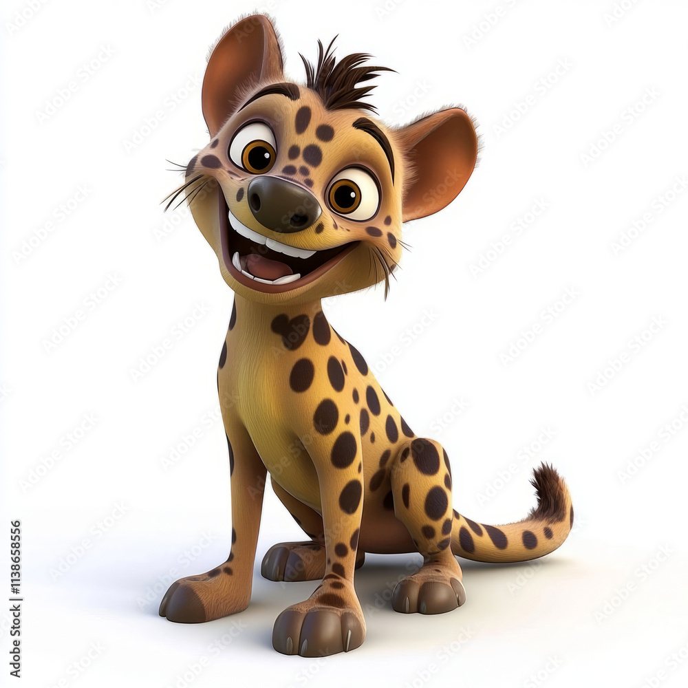 happy smiling hyena character, white background happy smiling hyena character, white background