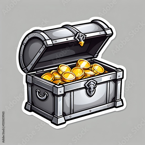 treasure chest sticker icon illustration for adventure designs