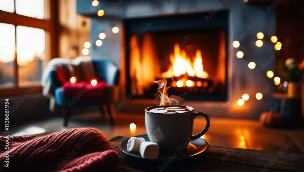 cozy interior, roaring fireplace, warm glow, coffee mug, plaid blanket, wooden table, soft lighting, bokeh lights, hygge atmosphere, winter comfort, intimate setting, rustic decor, evening ambiance, h cozy interior, roaring fireplace, warm glow, coffee mug, plaid blanket, wooden table, soft lighting, bokeh lights, hygge atmosphere, winter comfort, intimate setting, rustic decor, evening ambiance, h