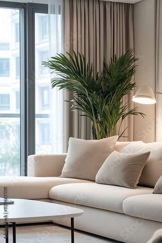 Beautiful Modern Living room Interior with furniture's ,mockup frame , posters, wall -3d Rendering