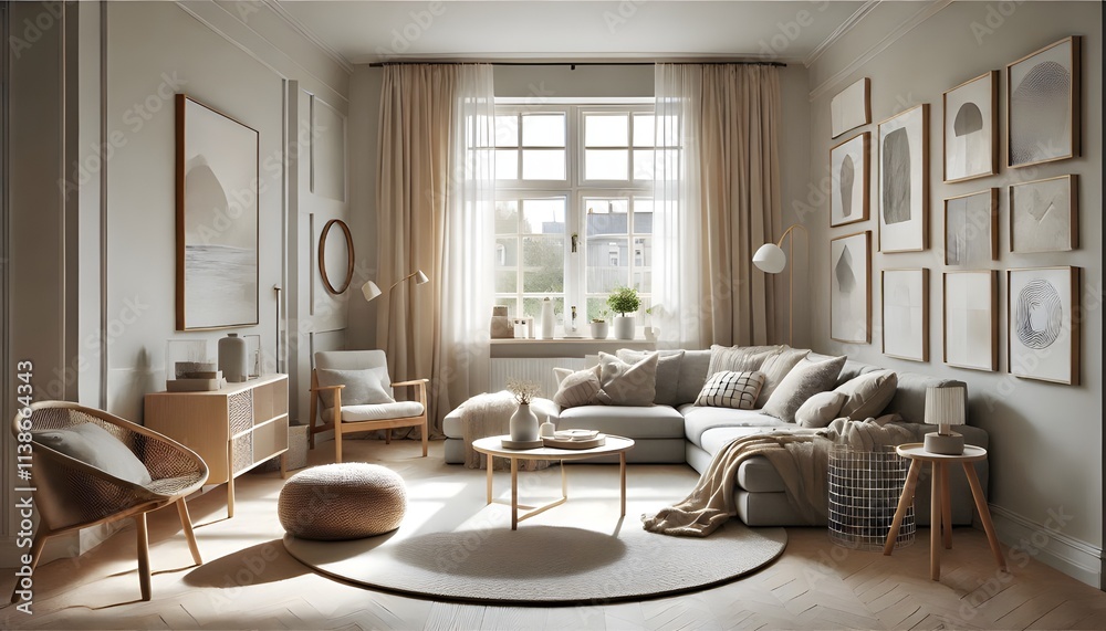 Fototapeta premium Warm and Inviting Living Room with Large Window