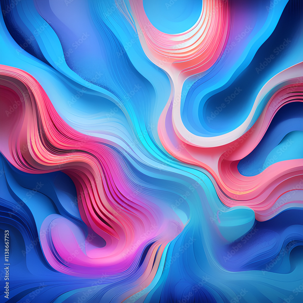 Fototapeta premium Liquid gradient mesh. Abstract wavy background. Color blend. Modern blurred texture. Liquid vibrant color flow. Template for posters, ad banners, brochures, flyers, covers, websites. 8k quality. gener