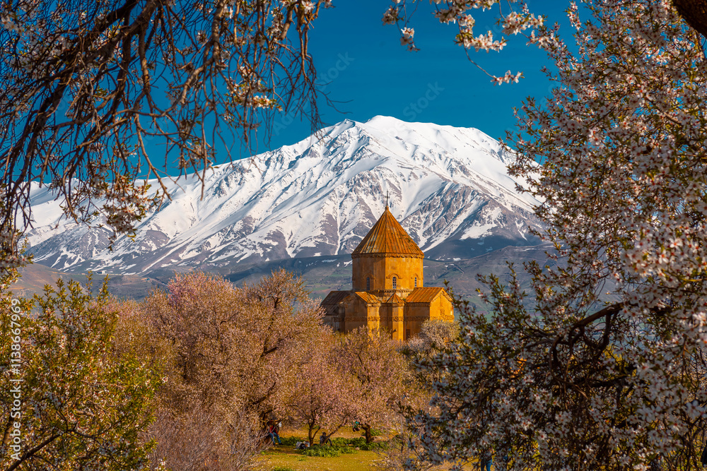 Akdamar Island in Van Lake. The Armenian Cathedral Church of the Holy Cross - Akdamar, Turkey