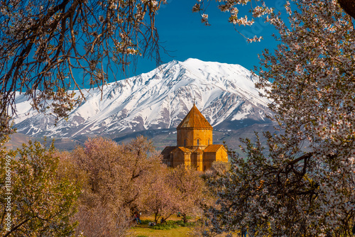 Akdamar Island in Van Lake. The Armenian Cathedral Church of the Holy Cross - Akdamar, Turkey