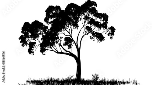 Eucalyptus tree with peeling bark in the Australian outback, Plant Digital Art