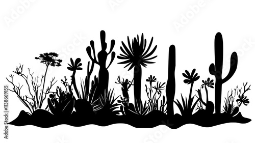 Euphorbia plants with unusual shapes in a dry environment, Plant Digital Art