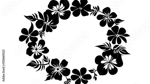 Floral necklace composed of real blooms in a continuous circular formation, Plant Digital Art