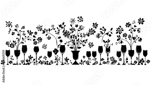 Floral runner stretching the length of a banquet table, Plant Digital Art