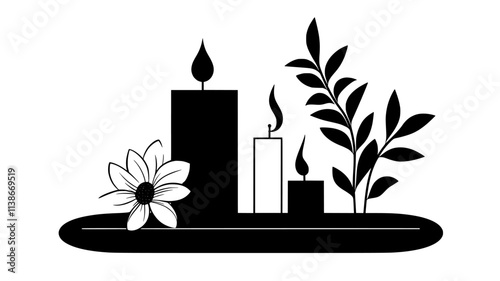 Flowers adorning candle stands in meditation space, Plant Digital Art
