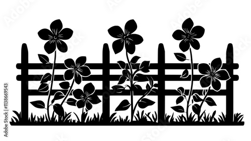Fragrant flowers growing near a trellis in a garden, Plant Digital Art
