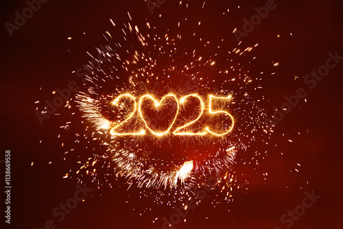 Happy New Year 2025 greeting card