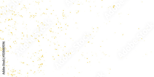 Abstract luxury golden confetti glitter and zigzag ribbon falling down on transparent background. Holyday, festive and celebration background.