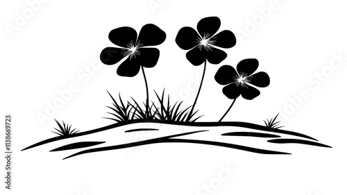 Glacier buttercup blooms peeking through melting snow patch, Plant Digital Art