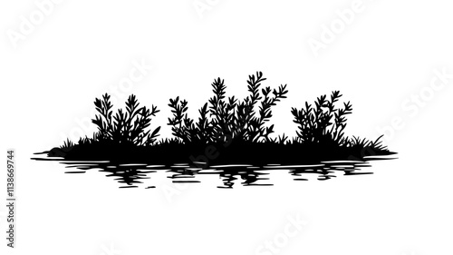 Glasswort plants growing in a coastal salt marsh, Plant Digital Art