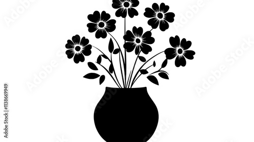 Fragrant flowers in a small ceramic vase on a table, Plant Digital Art