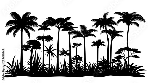 Gutta-percha trees in a tropical forest setting, Plant Digital Art